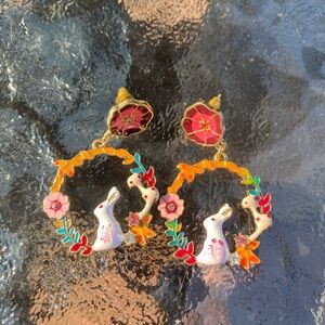 Bunny cottage core earrings